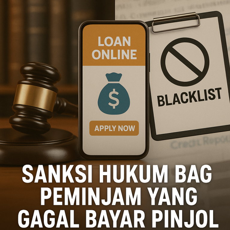 Ilustrasi hukum pinjaman online, palu hakim dan smartphone dengan aplikasi pinjol.