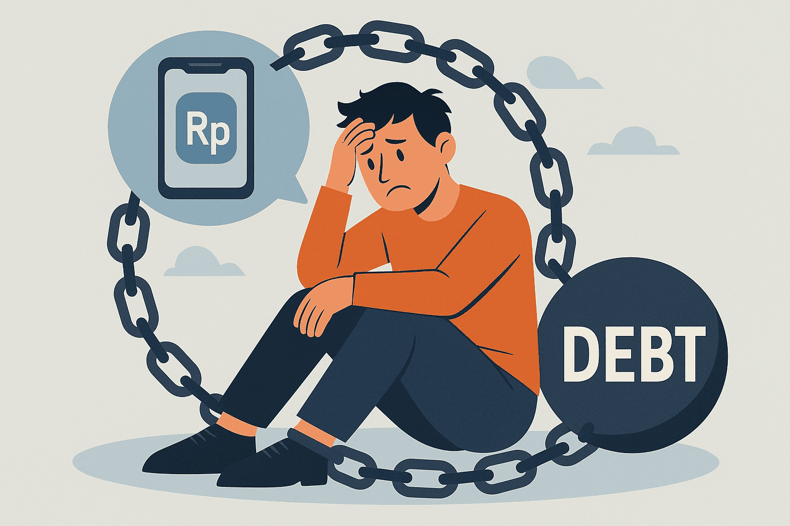 Ilustrasi seseorang terjerat utang pinjol karena kesalahan finansial.