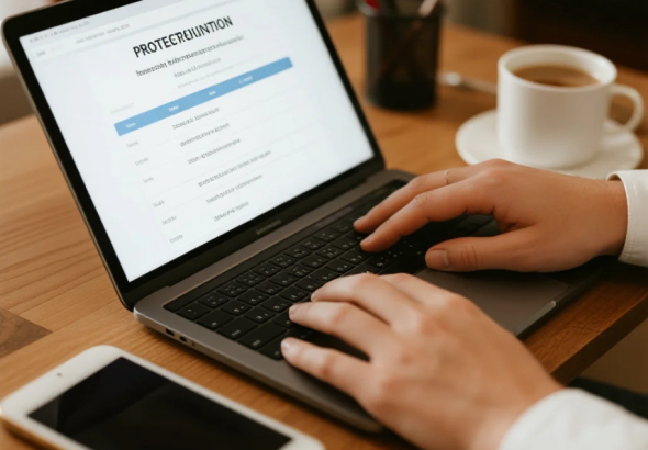 Ilustrasi konsumen memeriksa keamanan aplikasi pinjaman online di smartphone