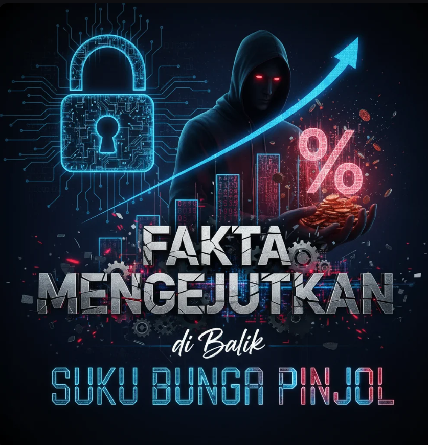 Ilustrasi perbandingan bunga pinjaman digital dengan grafik kenaikan suku bunga di layar smartphone.